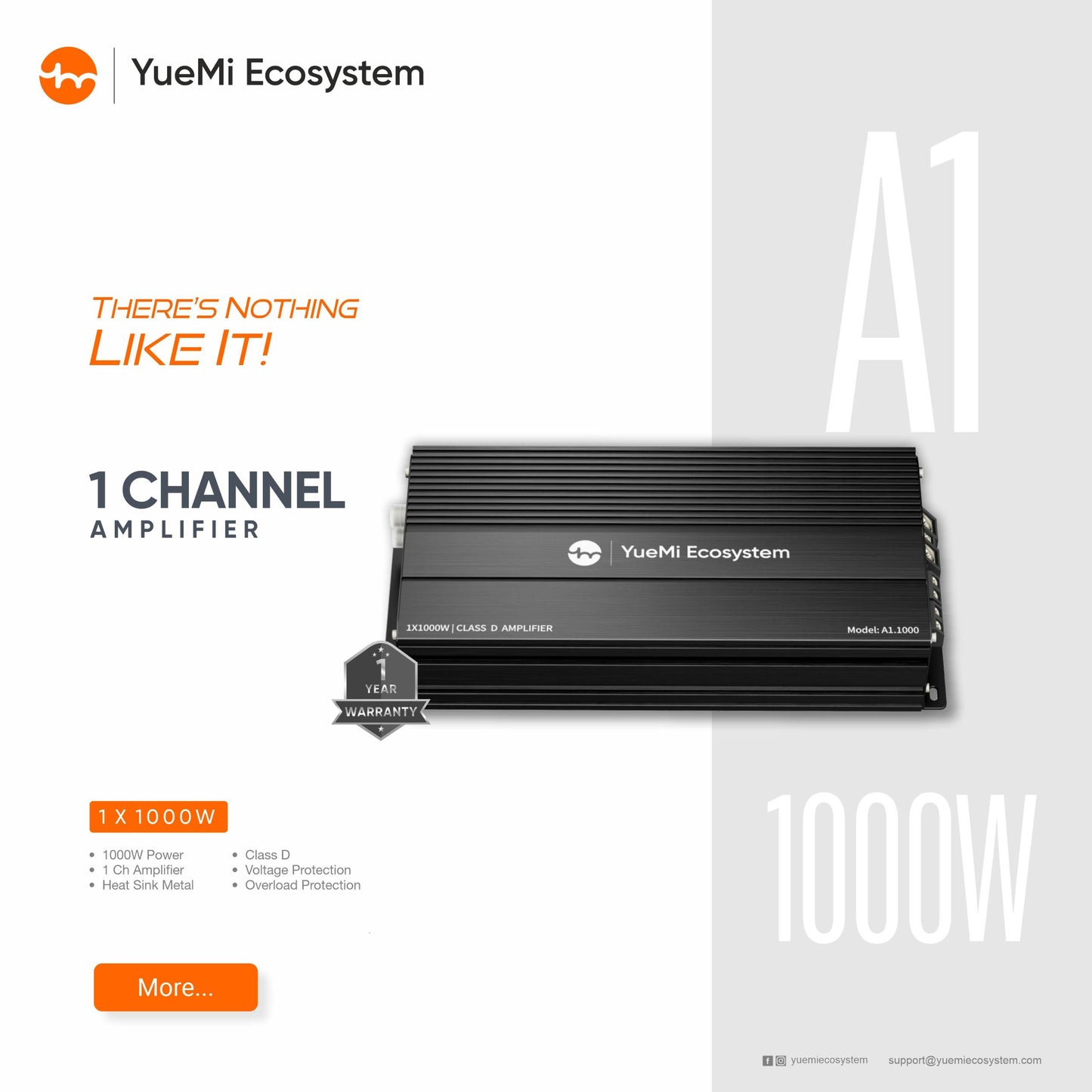 YueMi Ecosystem 1 Channel Amplifier A1 (1*1000W)