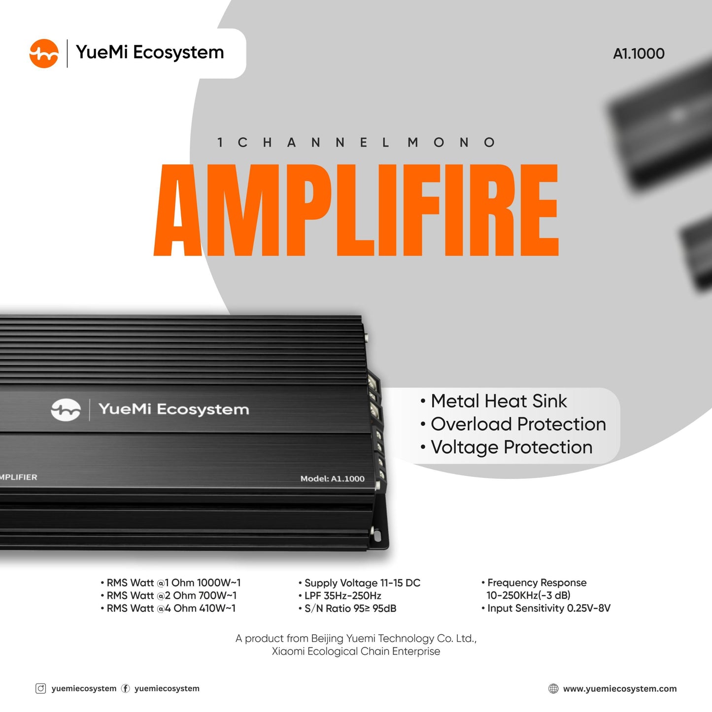 YueMi Ecosystem 1 Channel Amplifier A1 (1*1000W)