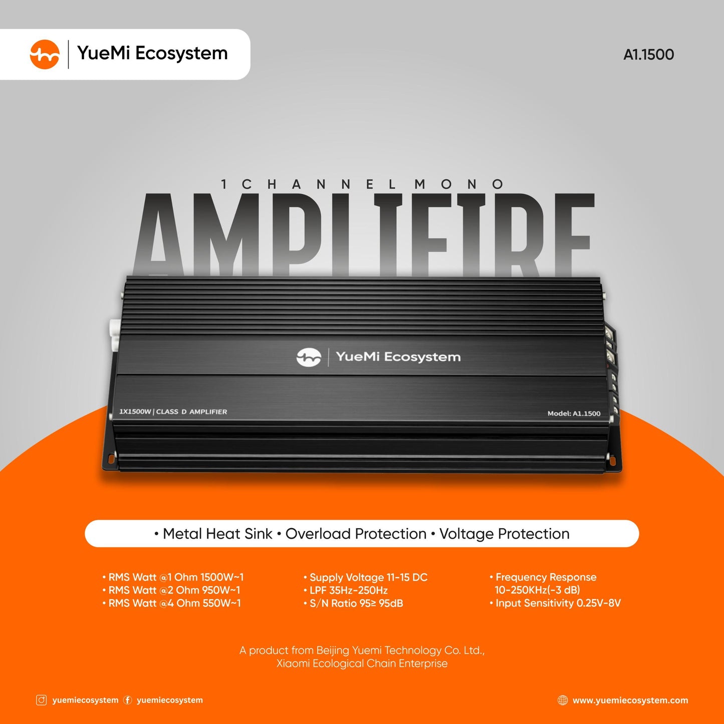 YueMi Ecosystem 1 Channel Amplifier A1 (1*1500W)