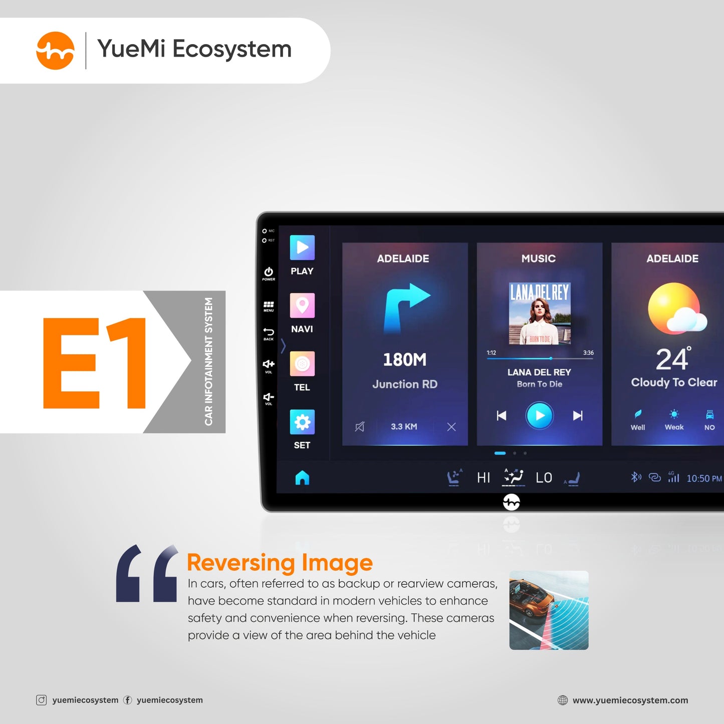 Yuemi E1 2GB+64GB Multimedia Player with CarPlay AndroidAuto DDR 2GB(DDR4)