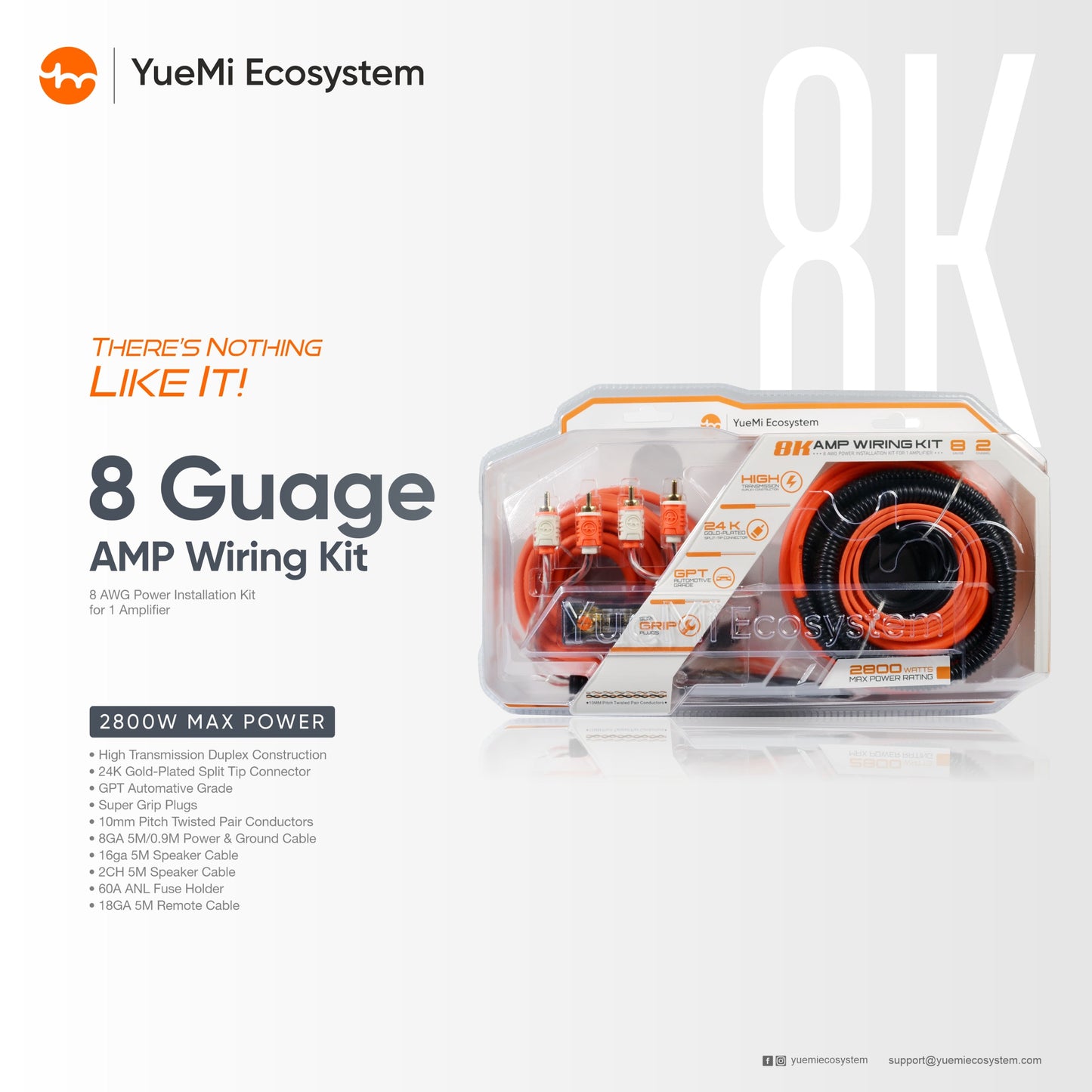 Yuemi 8K 8 Gauge Amplifier Wiring Kit