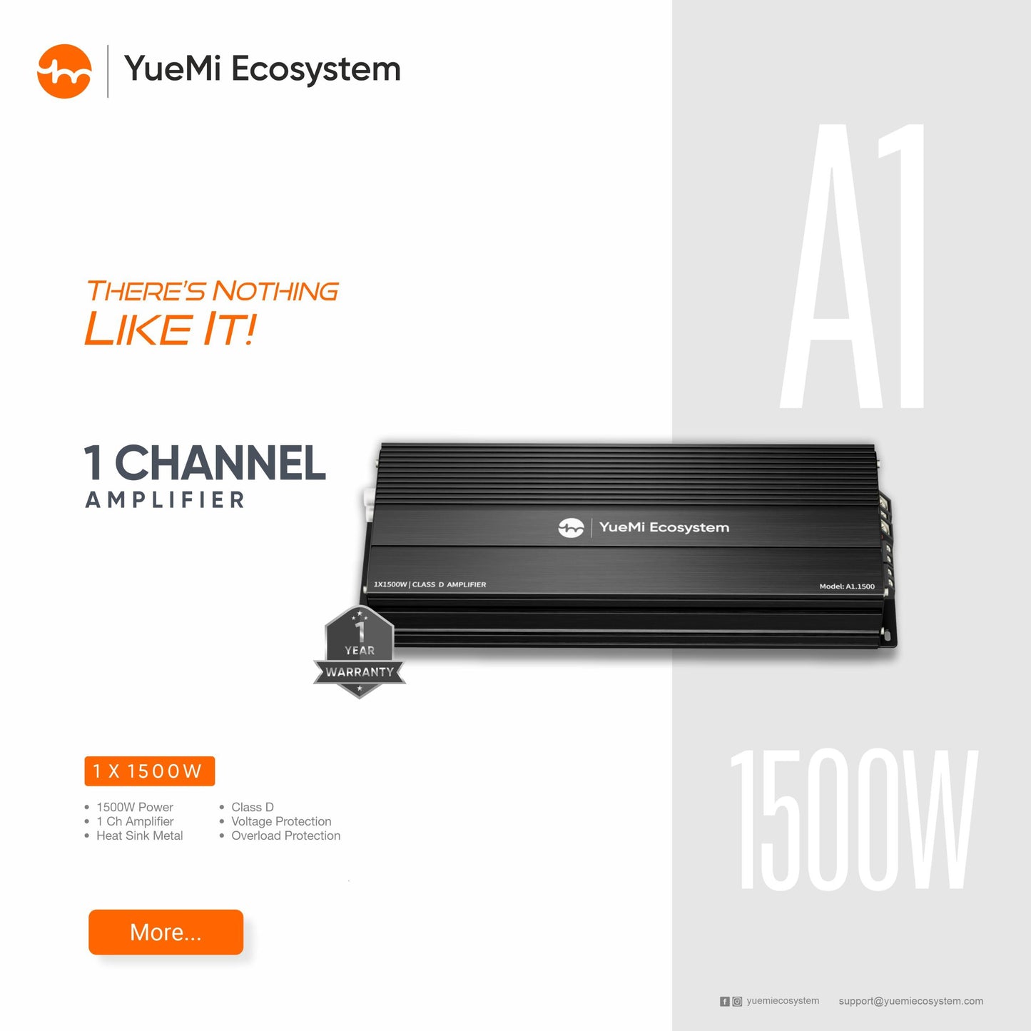 YueMi Ecosystem 1 Channel Amplifier A1 (1*1500W)