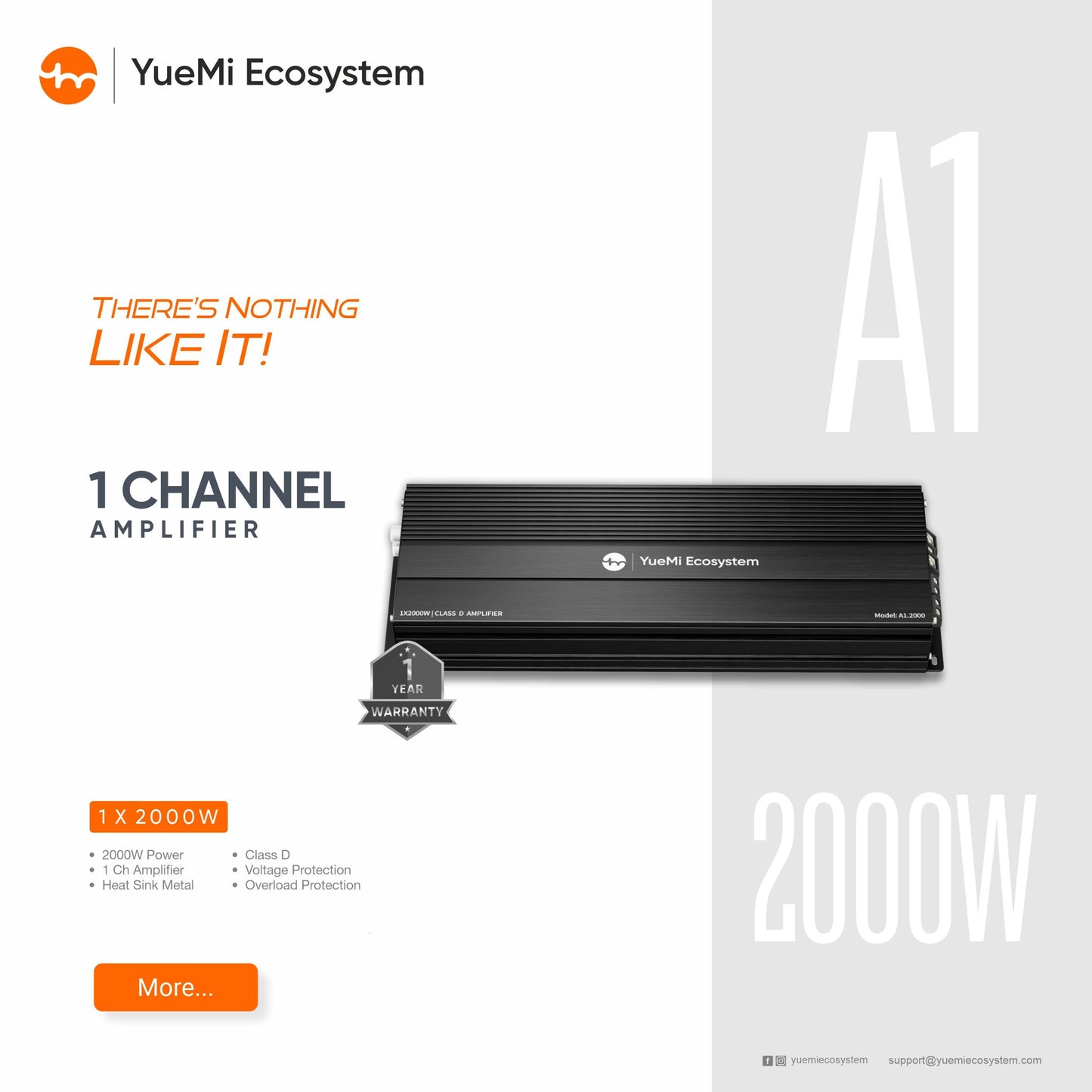 YueMi Ecosystem 1 Channel Amplifier A1 (1*2000W)