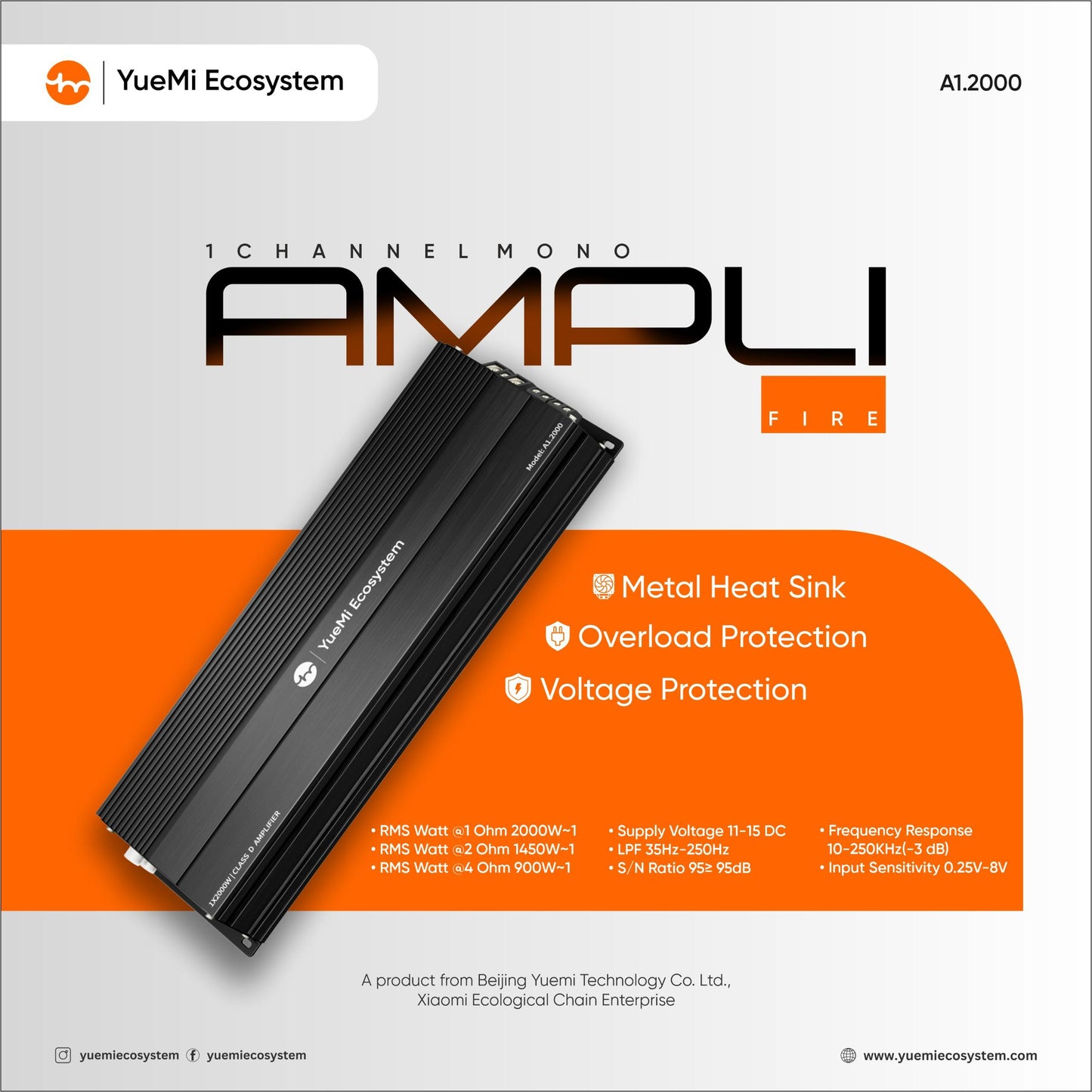 YueMi Ecosystem 1 Channel Amplifier A1 (1*2000W)