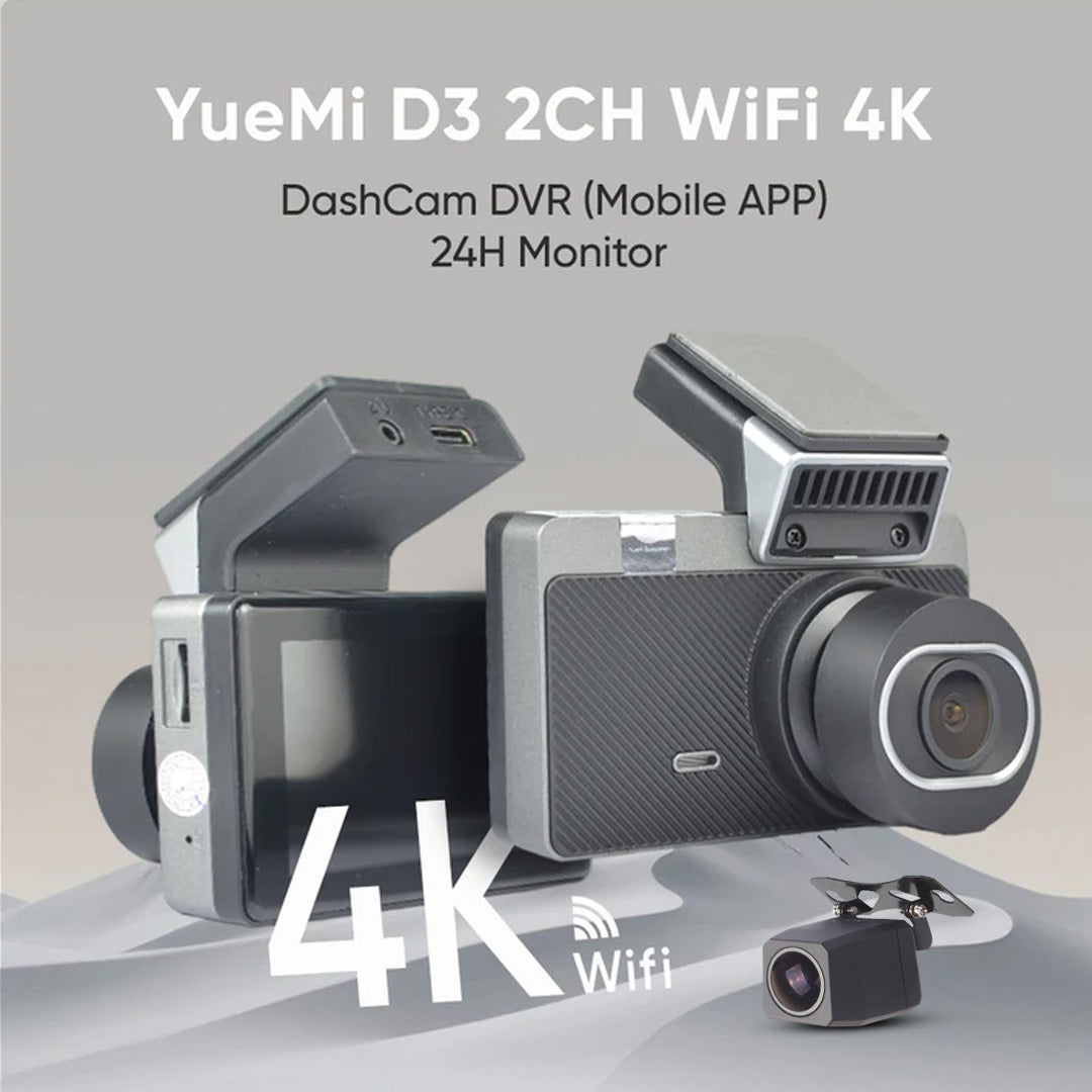 YueMi D3 2CH WiFi 4K DashCam DVR (Mobile APP) 24H Monitor