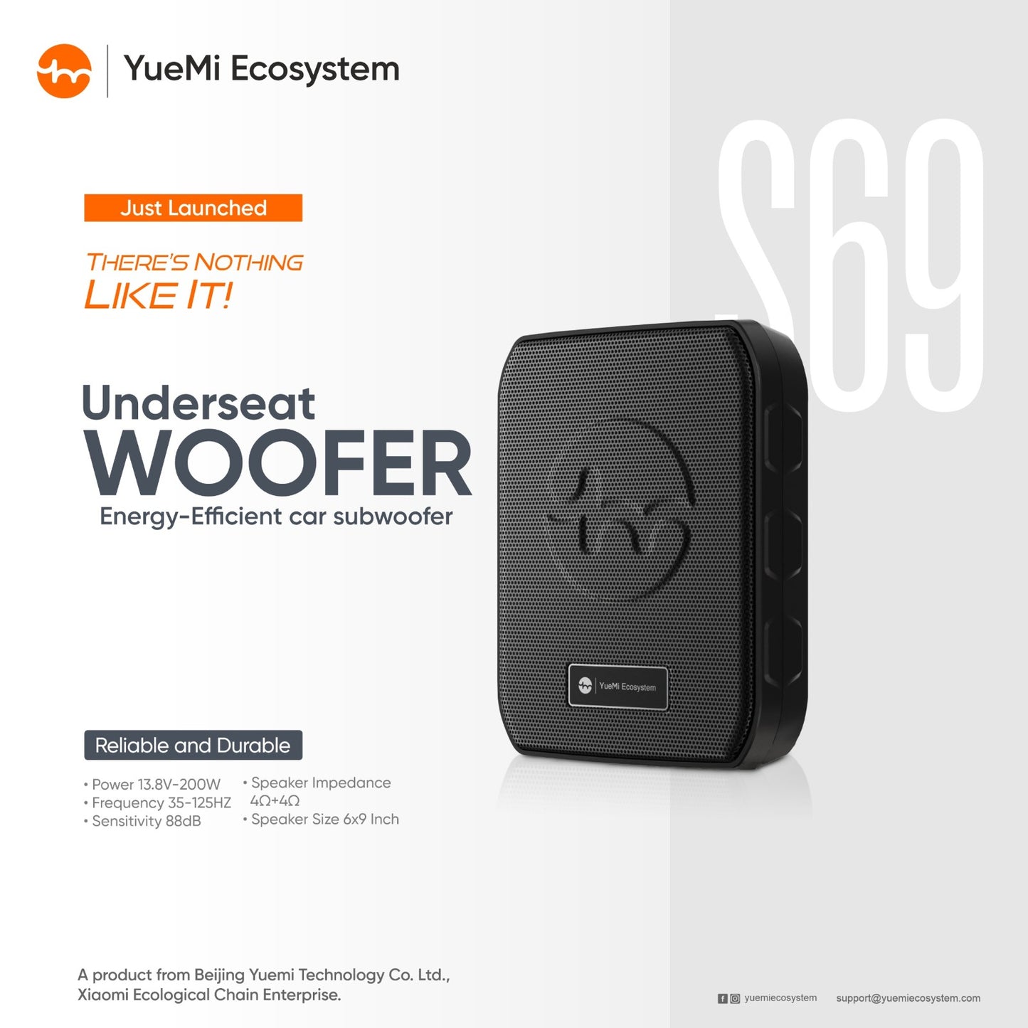 Yuemi S69 Under seat Subwoofer (6" x 9")