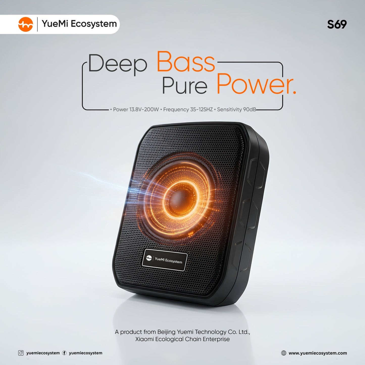 Yuemi S69 Under seat Subwoofer (6" x 9")