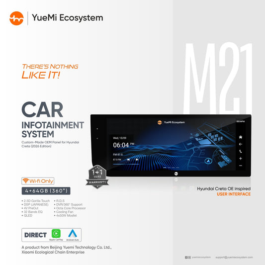 Yuemi M21 Car Infotainment System 4+64GB(360°) Custom-Made OEM Panel for Hyundai Creta