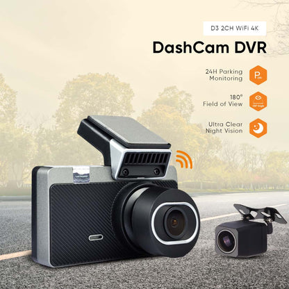 YueMi D3  2CH WiFi 4K DashCam DVR (Mobile APP) 24H Monitor